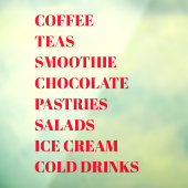 Coffee Tea Salads Window Vinyls Transparant | Leve Raamsticker (Vel 3)
