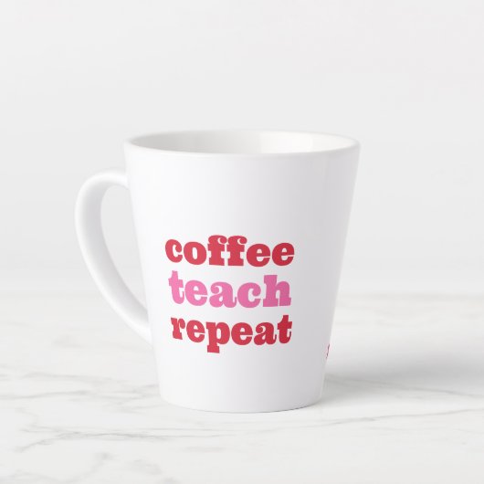 Coffee Teach Répéter Pink Teacher Mug (Angle gauche)
