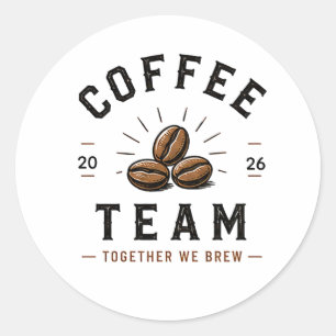 ☕ Coffee Team Cafe Personeel Uniform Logo ☕ Ronde Sticker