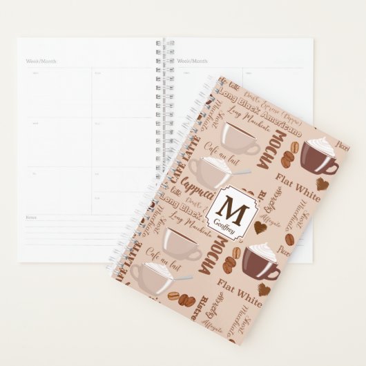 Coffee Termen Patroonmonogram Planner (Display)