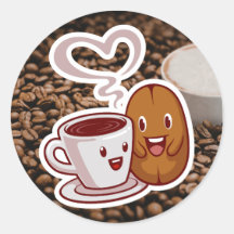 Coffee Thank You Sticker Brown Beans Style