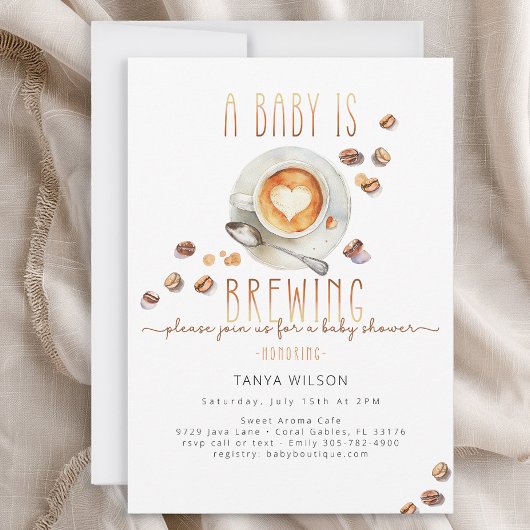 Coffee Theme Baby Shower Invitation Gender Neutral