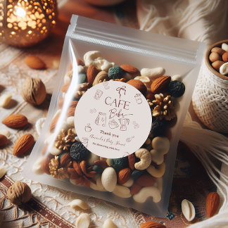 Coffee Theme Beige Cafe Bebe Brewing Baby Shower Ronde Sticker