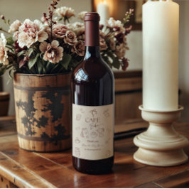 Coffee Theme Beige Cafe Bebe Brewing Baby Shower Wijn Etiket