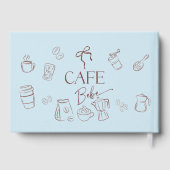 Coffee Theme Blue Bow Cafe Bebe Boy Baby Shower Gastenboek (Achterkant)