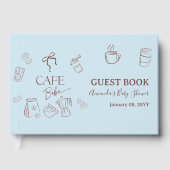Coffee Theme Blue Bow Cafe Bebe Boy Baby Shower Gastenboek (Voorkant)