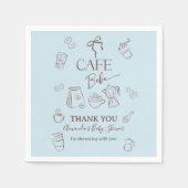 Coffee Theme Blue Bow Cafe Bebe Boy Baby Shower Servet (Voorkant)