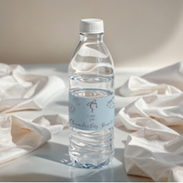 Coffee Theme Blue Bow Cafe Bebe Boy Baby Shower Waterfles Etiket