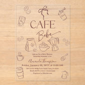 Coffee Theme Bow Cafe Bebe Brewing Baby Shower Acryl Uitnodigingen (Voorkant)