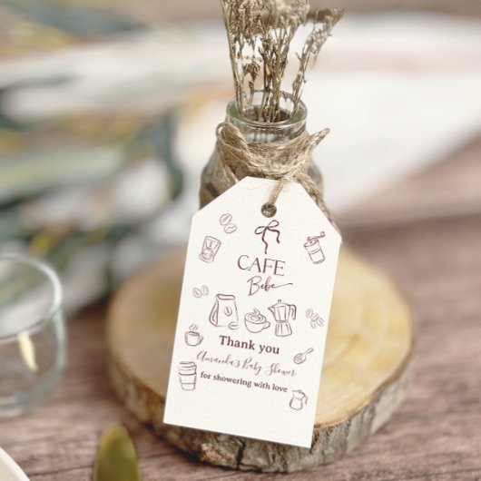 Coffee Theme Cafe Bebe Brewing Bow Baby Shower Cadeaulabel