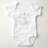 Coffee Theme Cafe Bebe Brewing Bow Baby Shower Romper (Voorkant)