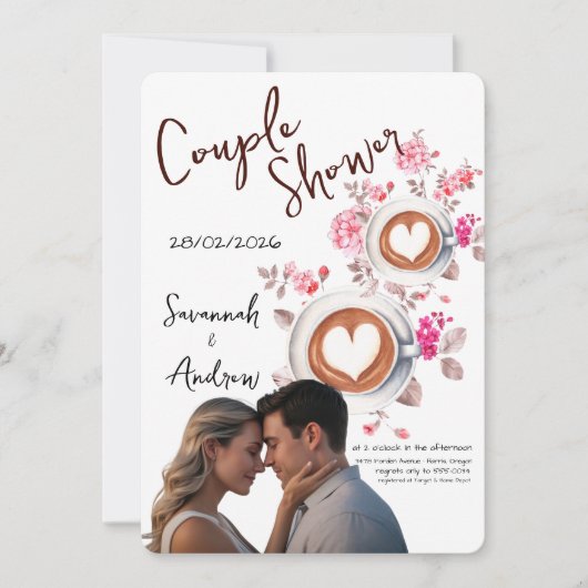 Coffee Themed Couple Shower Invitation (Devant)