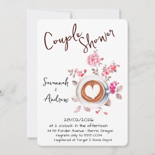 Coffee Themed Couple Shower Invitation (Devant)