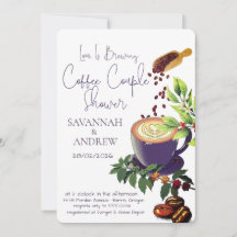 Coffee Themed Couple Shower Invitation