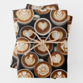 Coffee Themed Wrapping Paper Flat Sheet Set of 3 (In situ)