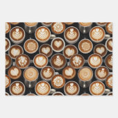 Coffee Themed Wrapping Paper Flat Sheet Set of 3 (Voorkant)