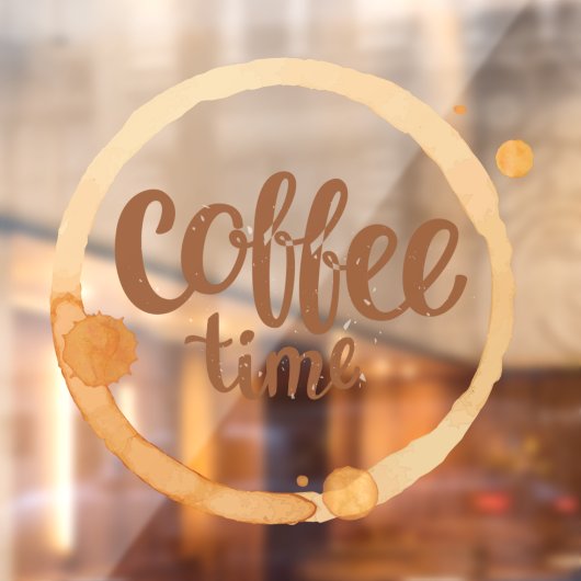 Coffee Time Coffee Shop Zakelijk Front Raamsticker (Vel 2)