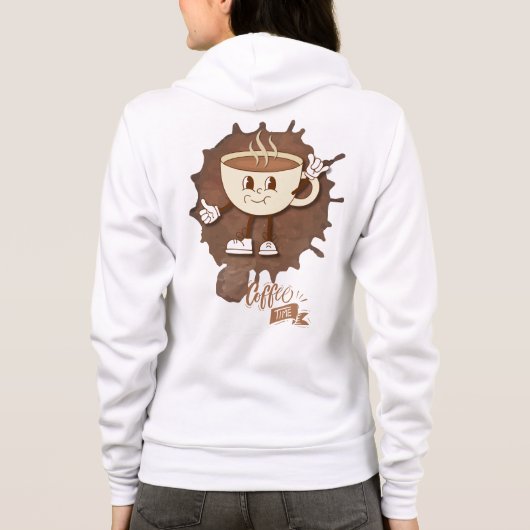**Coffee Time – Cute Smiling Cup Steam Hoodie (Achterkant)