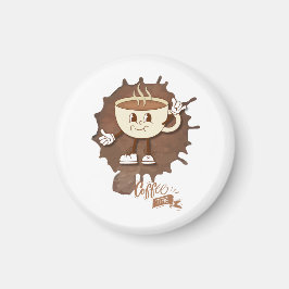 **Coffee Time – Cute Smiling Cup Steam Magneet