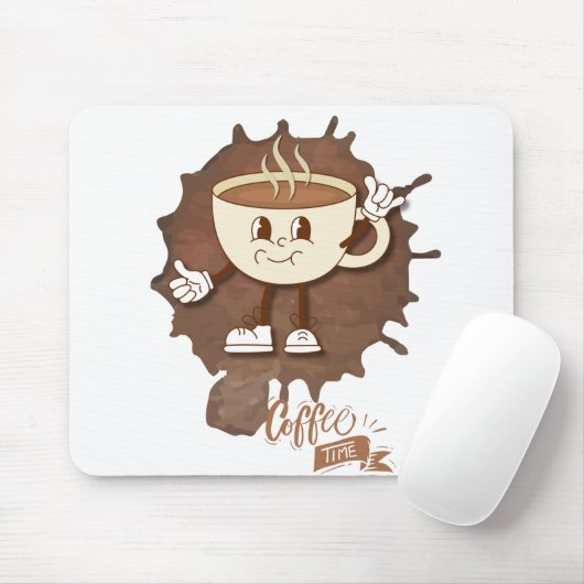 **Coffee Time – Cute Smiling Cup Steam Muismat (Met muis)