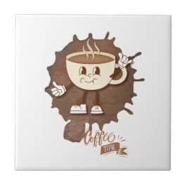 **Coffee Time – Cute Smiling Cup Steam Tegeltje