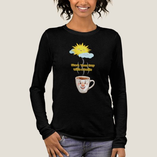 Coffee Time – Cute Smiling Cup Tri-Blend Shirt (Voorkant)