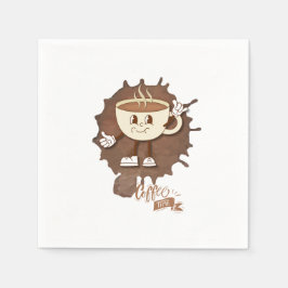 Coffee Time – Cute Smiling Cup with Heart Steam & Servet