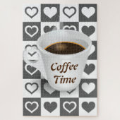 Coffee Time Jigsaw Puzzle avec les coeurs (Vertical)