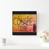 Coffee Time Wall Clock Vierkante Klok (Huis)
