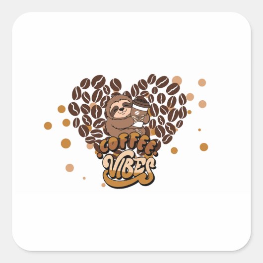 coffee vibes design vierkante sticker (Voorkant)