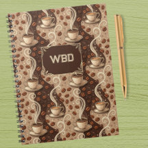 Coffee Vintage Look Cafe Pattern Monogram Initials