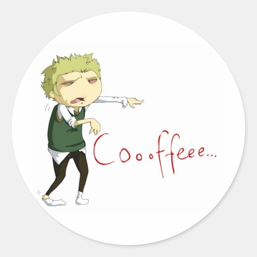 Coffee Zombie Ronde Sticker (Voorkant)