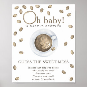 Coffeebaby shower Raad de zoete puinhoop Poster