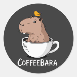 Coffeebara Schattige Capybara Koffiekop Grappige P Ronde Sticker