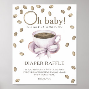 Coffeebrouwen baby shower - luier tombola poster
