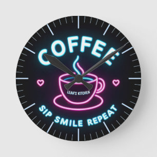 ☕ Coffeecore Horloge Café Mème Sip Smile Répéter