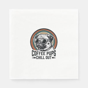 Coffeeshirt met hond Retro Chill Pug Grafisch_1 Servet