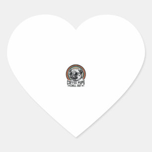 Coffeeshirt voor honden Retro Chill Pug Grafisch_1 Hart Sticker