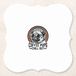 Coffeeshirt voor honden Retro Chill Pug Grafisch_1 Kartonnen Onderzetters