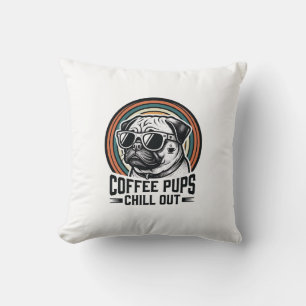 Coffeeshirt voor honden Retro Chill Pug Grafisch_1 Kussen