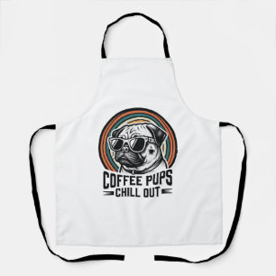 Coffeeshirt voor honden Retro Chill Pug Grafisch_1 Schort