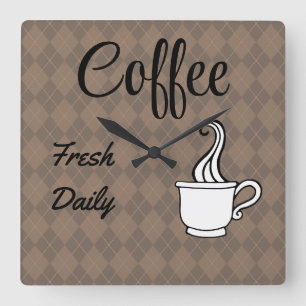 Coffeeshop Bord Wandklok Keuken Cadeau Vierkante Klok