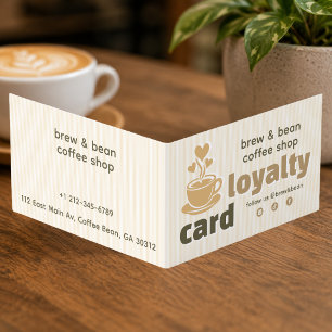 Coffeeshop Cafe Beker met Hart Stoom Loyaliteit Visitekaartjes
