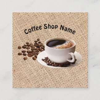 Coffeeshop koffiebonen jute vierkante visitekaartje