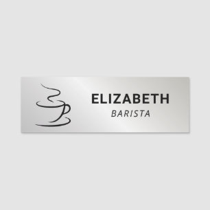 Coffeeshop Logo Zilver Naamplaatje