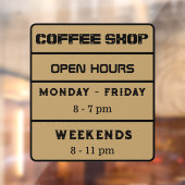 Coffeeshop openingstijden Openingstijden Bruin Raamsticker (Vel 2)