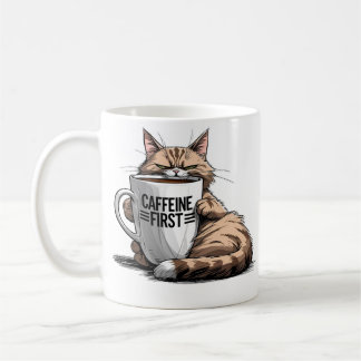 Coffeïne eerst koffiemok voor kat- en koffieliefhe