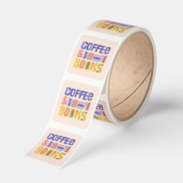 Coffie & Boeken Sticker Boekillustratie Ontwerp