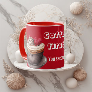 Coffie Eerst Jij Tweede Quirkige Typografie Romant Mok