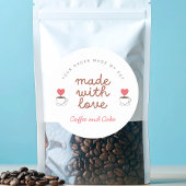 Coffie en Taart Coffeeshop Gemaakt met liefde stic Ronde Sticker